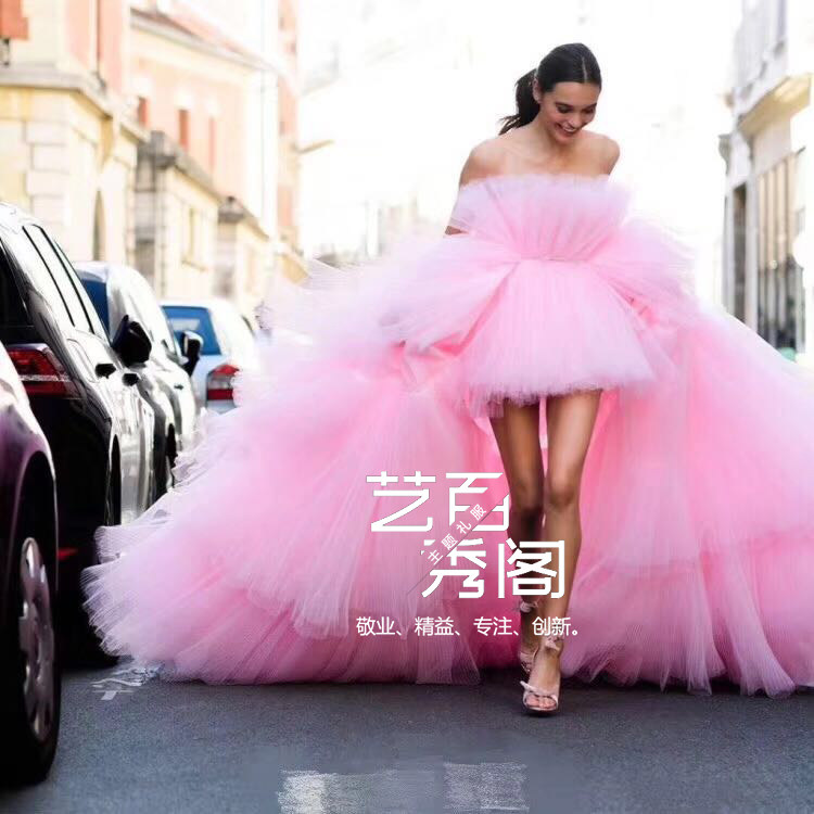 展会影楼主题服婚纱摄影礼服城市旅拍网红街拍蓬蓬裙前短后长拖尾