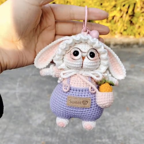 纯手工编织毛线可爱糖糖兔钩织小兔子玩偶成品送礼物钥匙扣挂件