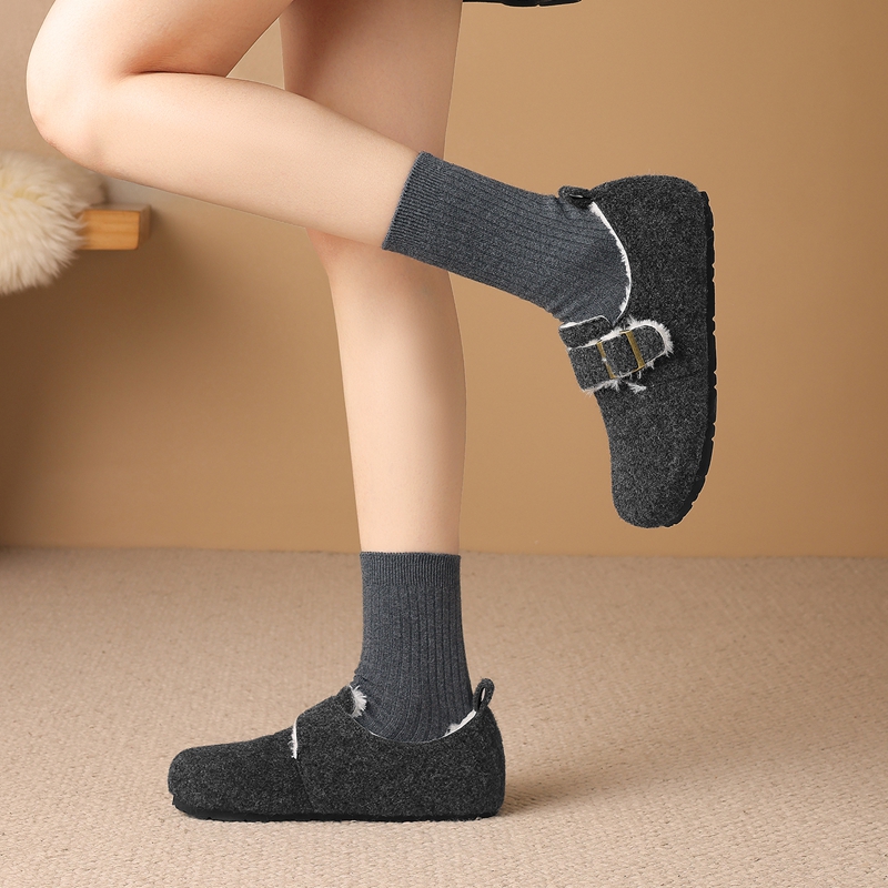 【加绒保暖】冬款内增高复古毛毛鞋时装靴豆豆勃肯鞋懒人鞋女单鞋