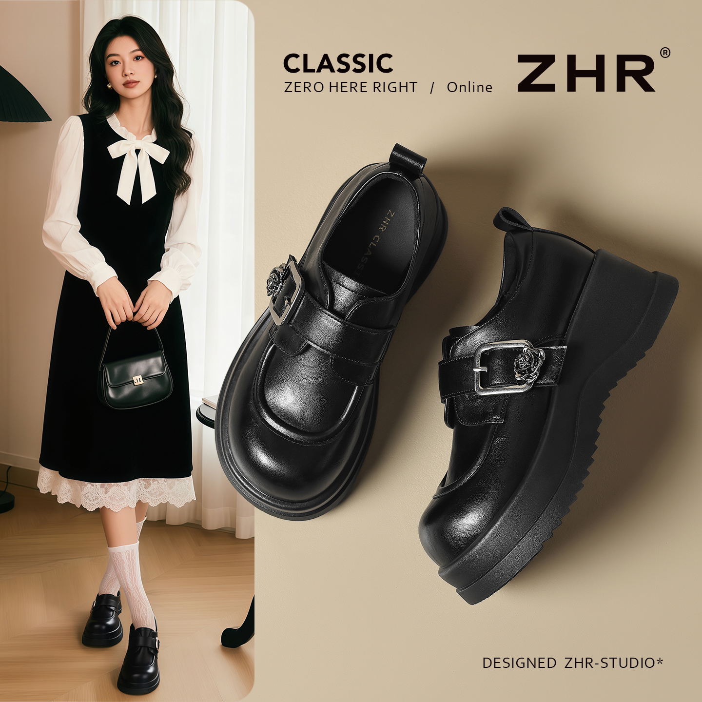 【5.5cm增高】厚底英伦风小皮鞋