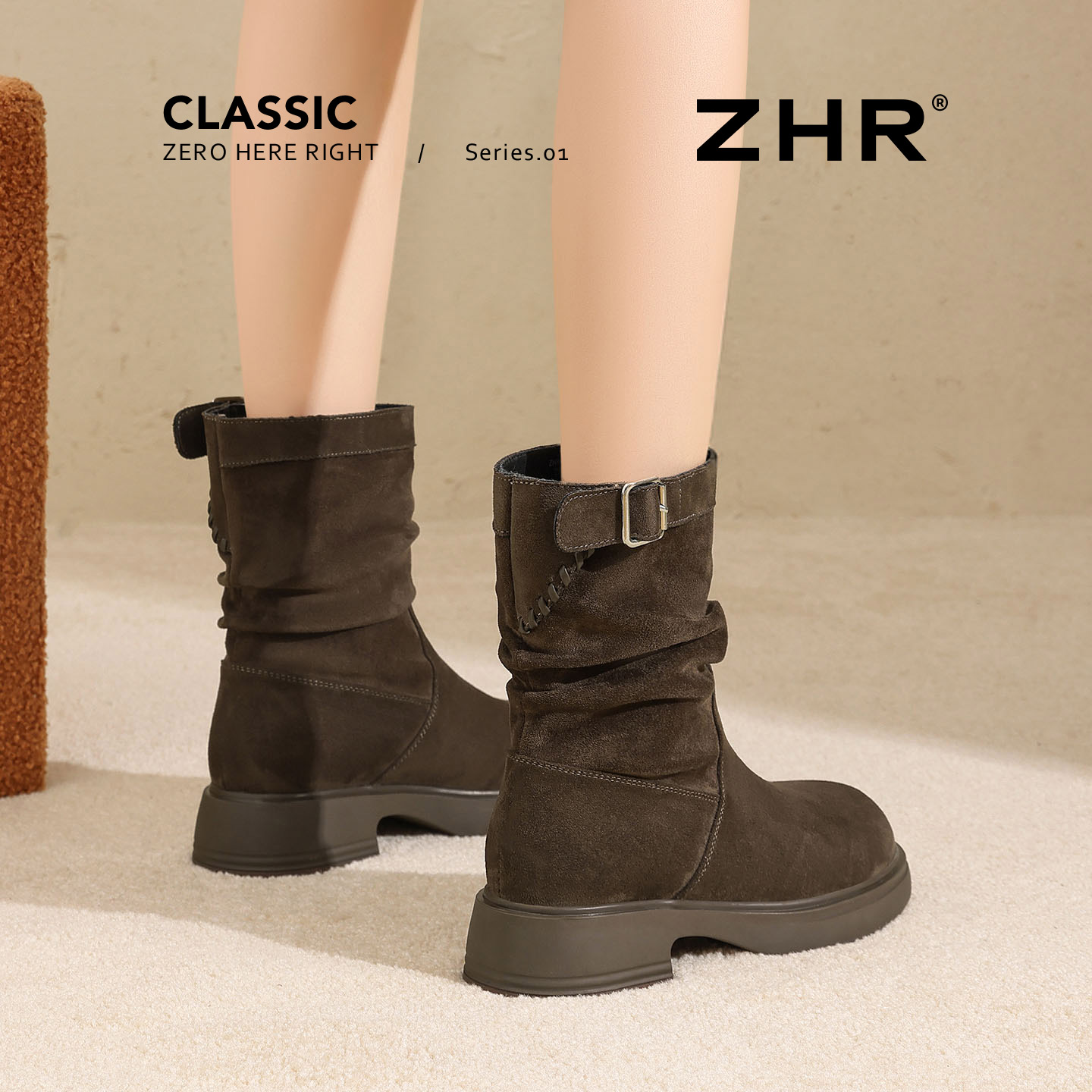 棕色靴子短靴女款2025新款冬季