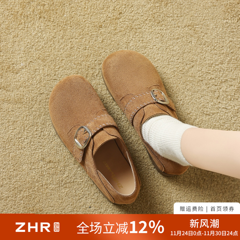 【可踩脚】一脚蹬懒人鞋通勤25秋冬新品复古乐福鞋勃肯鞋女单鞋