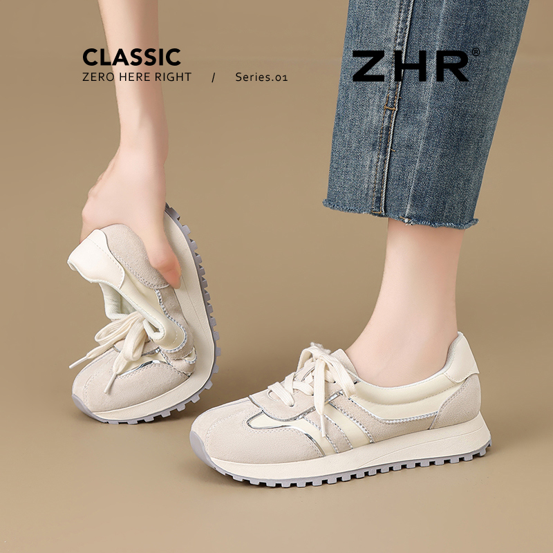 真皮透气小白鞋女2025夏新款软底