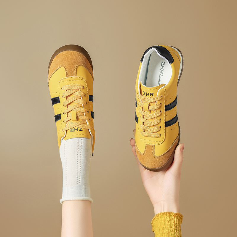 【头层猪皮】简约百搭平底女休闲鞋冬季专柜同款女板鞋女士德训鞋