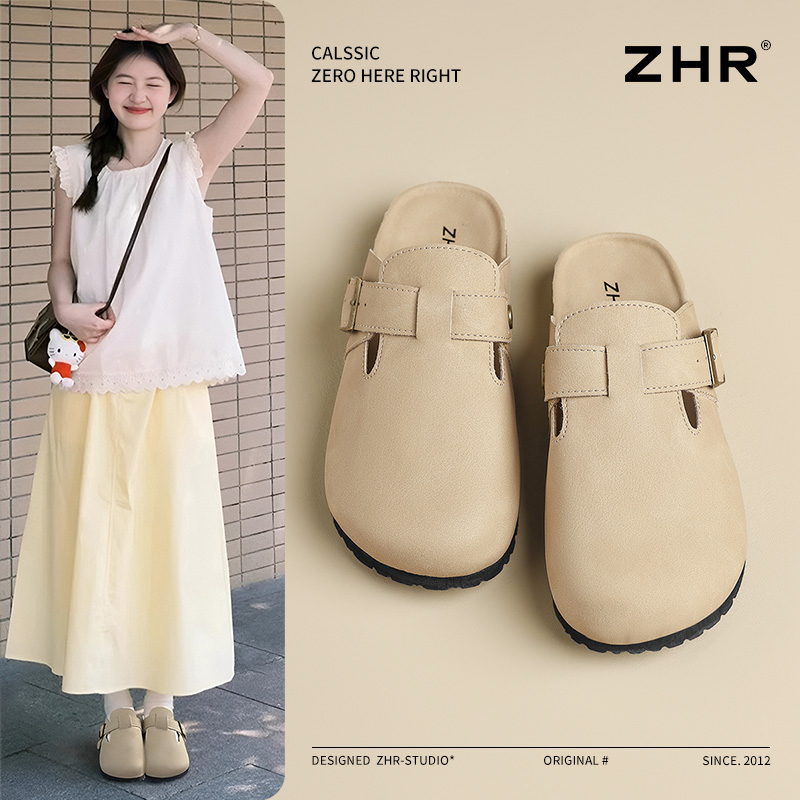 复古勃肯鞋平底百搭包头半拖鞋