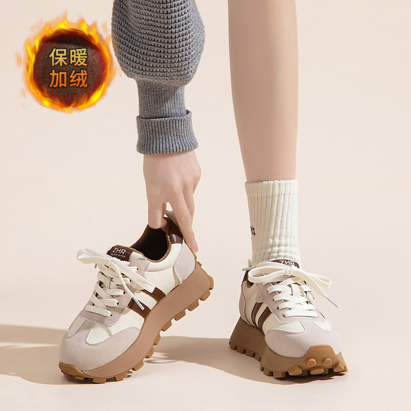 ZHR厚底增高加绒老爹鞋厚底