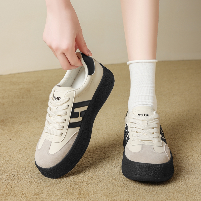 【爆款推荐】内增高德训鞋女士冬季新款厚底板鞋复古内增高女鞋子