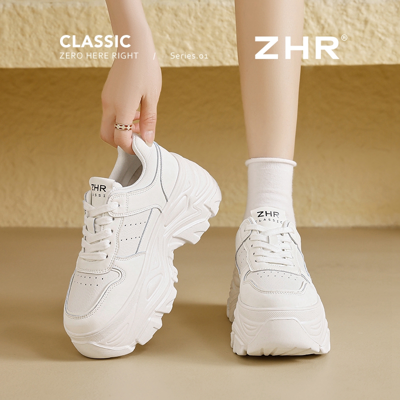 ZHR厚底老爹鞋2025新款透气网面