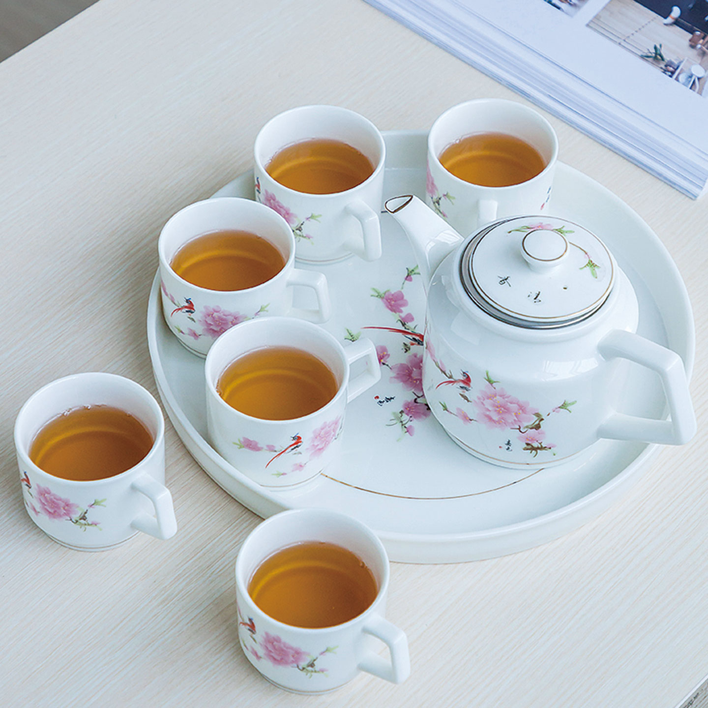 红龙带茶盘大号有耳茶杯茶壶功夫陶瓷茶具套装家用简约干泡盘茶台