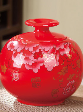陶瓷茶叶罐包装密封储存罐家用大号一斤装通用红色红茶中式储物罐