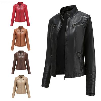 Women's leather women's thin biker jacket short jacket女夹克