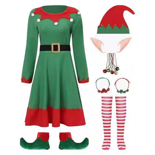 Women's Christmas elf costume party Christmas dress连衣裙