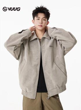 Mens Leather Jacket男潮流春秋季新款休闲百搭宽松工装夹克