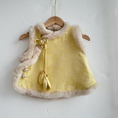 Women's baby's plush vest for New Year's greetings拜年服唐装