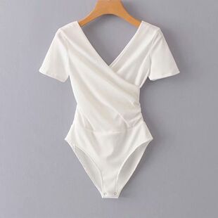 short top sleeve 交叉领t恤女 One shirt早秋季 piece