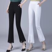 Womens 显瘦九分微喇裤 Flare Pants女2026春夏蕾丝花边高腰修身