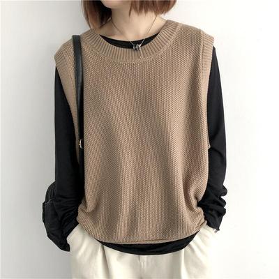 Round-neck knitted vest for women sweater vest背心女毛衣马甲