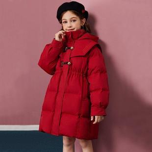Girls' 2024 New Winter Down Fleece Coat冬季羽绒棉服红色过年