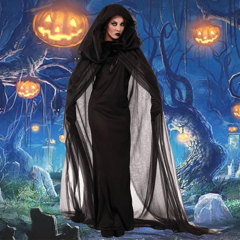 Halloween costume: Black Witch Reaper Robe万圣节女巫死神袍子