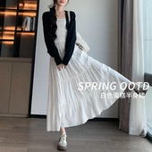 skirt白色半身裙春季 White 蛋糕裙 spring long midi skirt