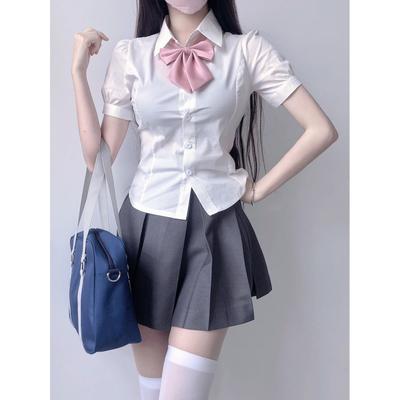 JK uniform waistline short-sleeved shirt JK制服收腰短袖衬衫
