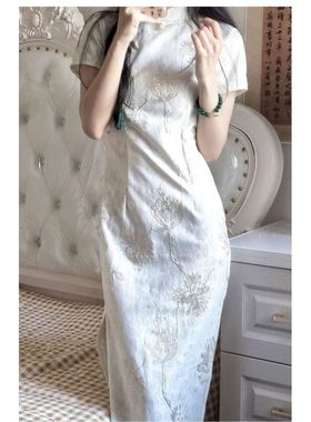 Retrowhite dress women'scheongsam复古白色连衣裙女温柔初恋裙
