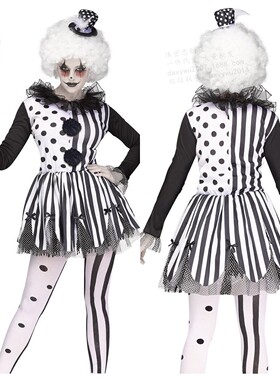 New black and white clown dress Circus Halloween costume