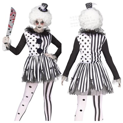New black and white clown dress Circus Halloween costume