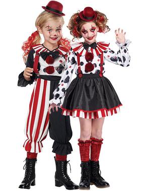 S-XL Children's Clown Halloween Costume万圣节小丑服表演服装