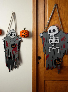 Halloween Wooden Halloween Door Sign木质万圣挂牌墙面装饰