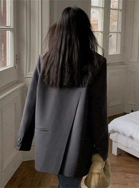 Grey mini suit jacket for women's casual suit灰色小西装外套