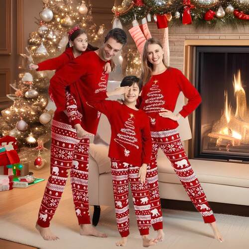 Christmas Parent Child Cotton Pajama Set家居服秋冬套装服装