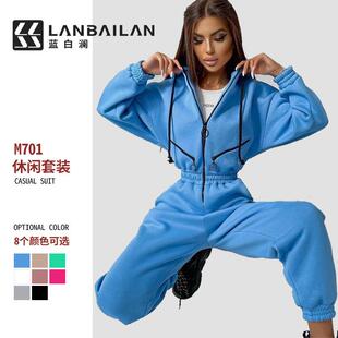 Sports casual women's wear hooded jumpsuit one-piece suit