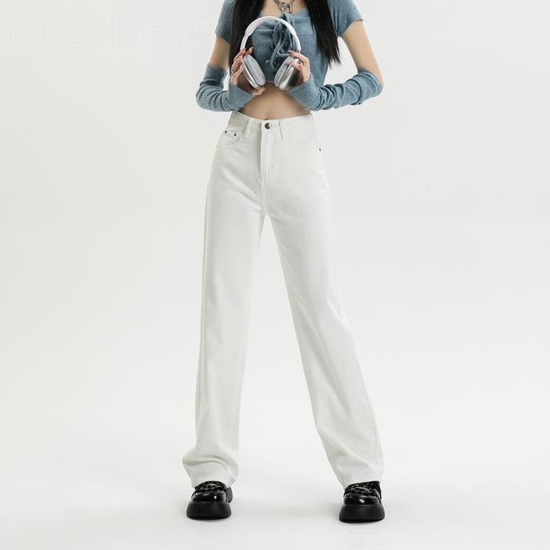 White jeans for women白色牛仔短裤宽松显瘦垂感高街长裤图片