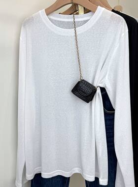 Thin white T-shirt  women's loose top薄款白t恤衫女宽松上衣
