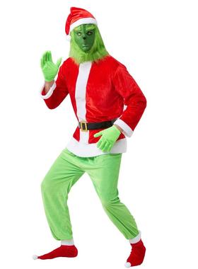 Christmas Green Haired Monster Latex Mask圣诞节服装乳胶面具
