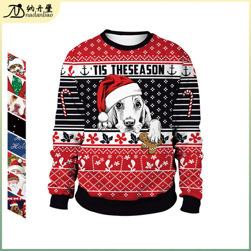 New animal print Christmas hoodie for Christmas圣诞情侣卫衣
