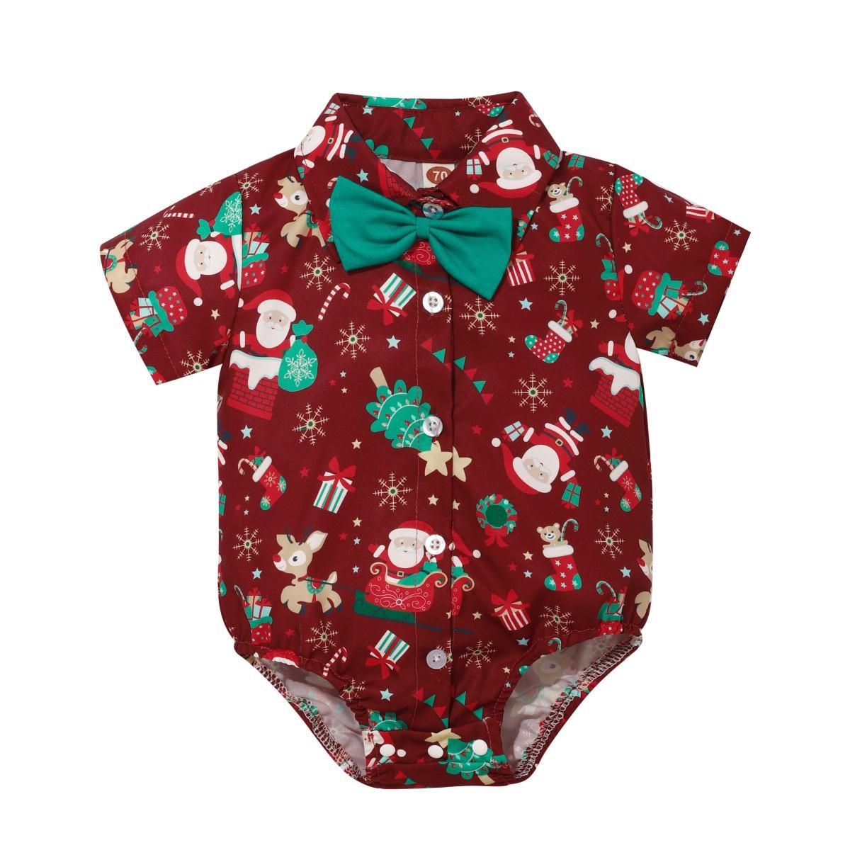 Christmas baby crawling clothes triangle Ha clothes strap