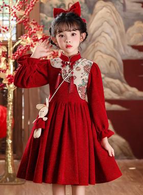 Girls' dress, children's red princess dress女童连衣裙儿童裙