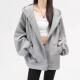爆款 Womens Hoodie女2026春秋新款 百搭浅灰色气质运动外套