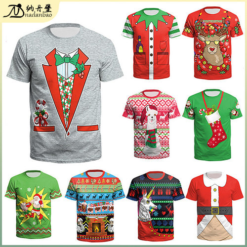 Christmas Youth Short sleeved Couple T-shirt圣诞节青年短袖