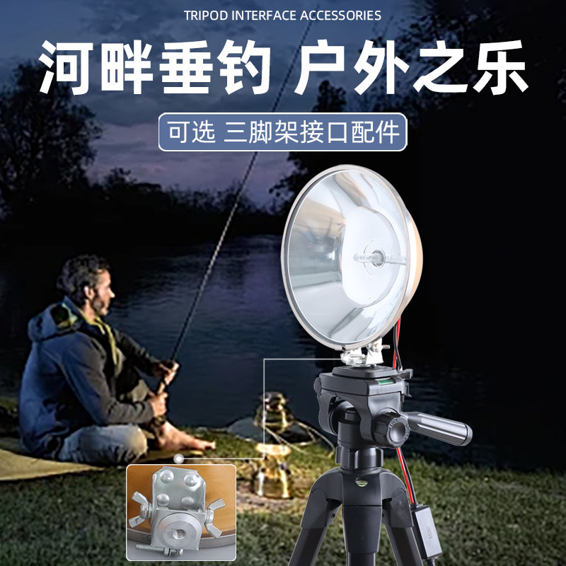 12V超强光钓鱼灯氙气户外强光远射夜钓灯赶海变焦18灯头三脚架