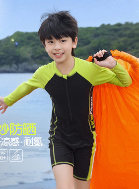 中大儿童男装一米二三四五六年级七八九十岁小孩夏服防晒连体泳衣