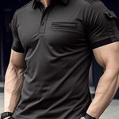 运动马球衫 跨境欧美夏季 肌肉运动修身 短袖 休闲运动POLO衫 口袋男士