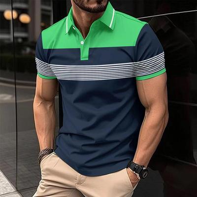 Men's polo shirt 男士夏季休闲POLO衫翻领扣子商务横条纹百搭T恤