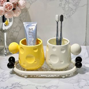 刷牙 日本进口MUJIE高颜值漱口杯情侣刷牙具杯家用高档洗漱杯套装