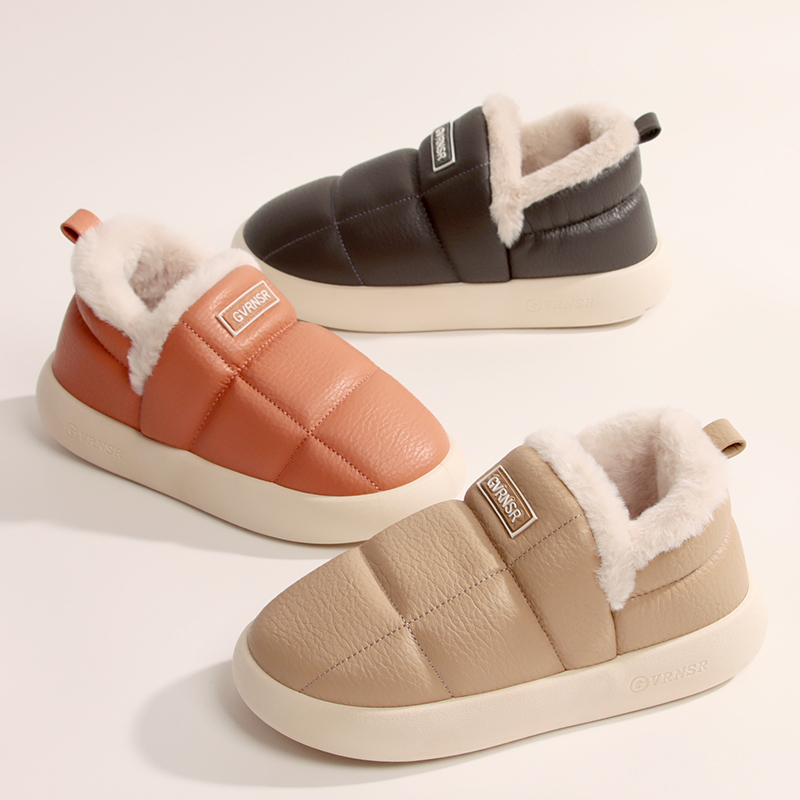 包跟棉拖鞋女2024新款简约纯色家居男款室内毛绒保暖厚底防滑棉鞋