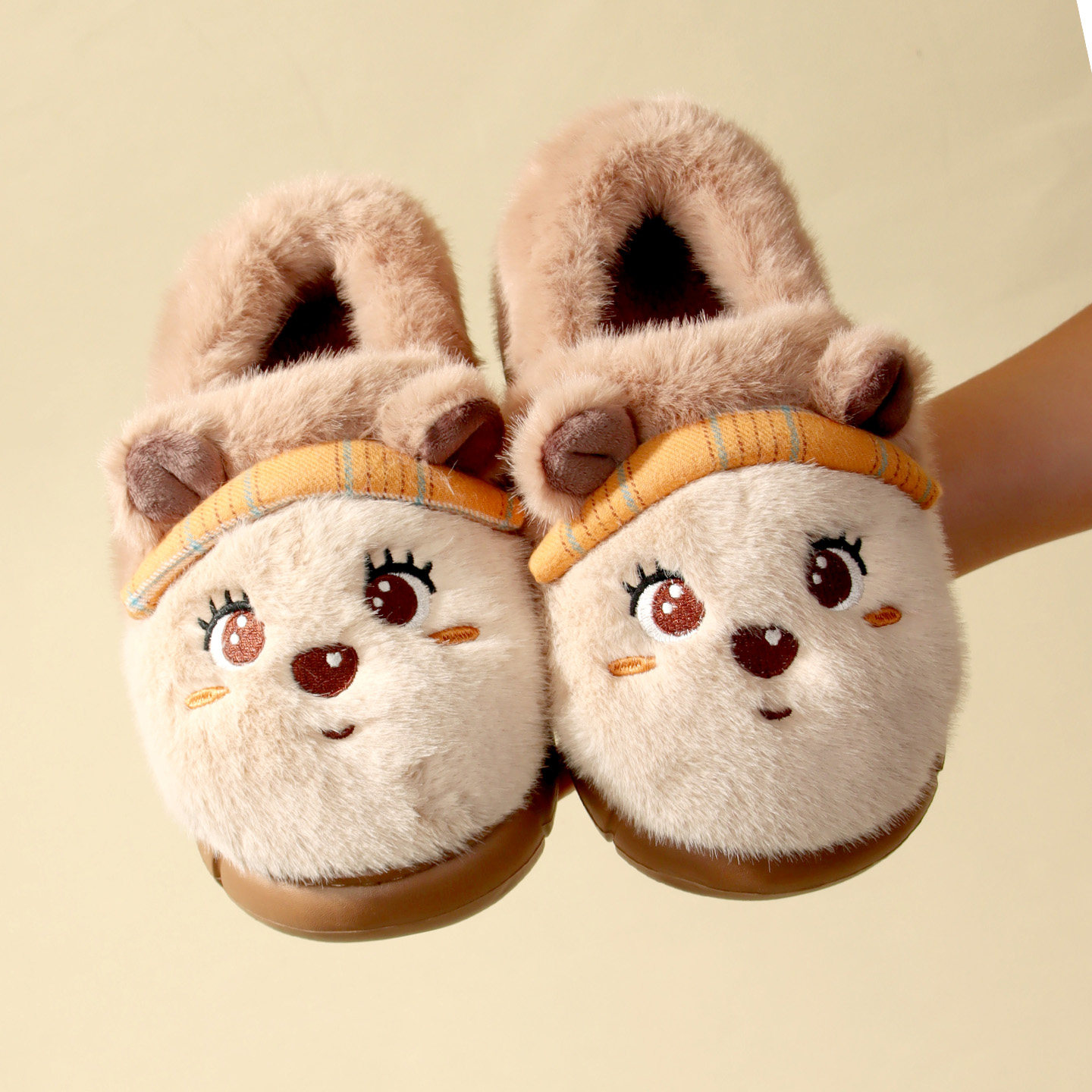 新款儿童棉鞋冬季男女孩家居室内软底防滑包跟棉拖鞋保暖毛绒鞋