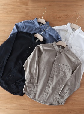 客供水洗全棉斜纹纱卡！秋季日单尾货重磅工装衬衣男士长袖衬衫潮