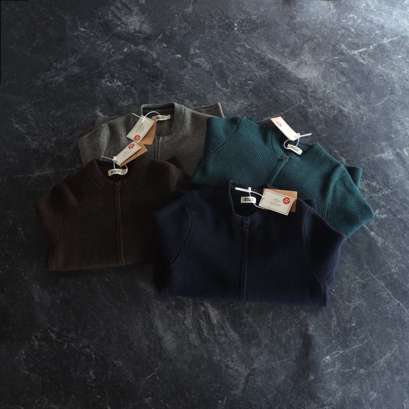 新款美式纯棉元宝针织拉链开衫男士秋季宽松休闲长袖圆领毛衣外套